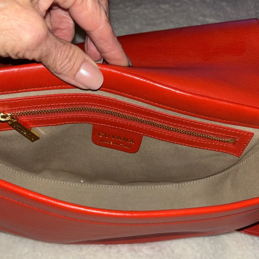Cuyana Like New. Red Leather Crossbody Half Moon Bag - Picture 5 of 8